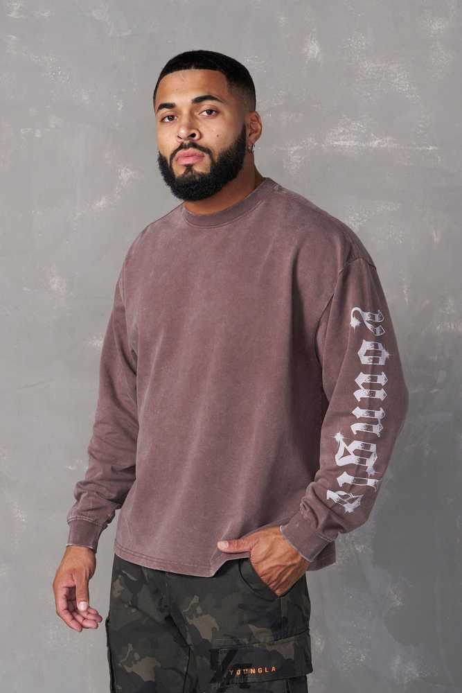 Brown Wash YoungLa 8028 - Chrome Longsleeves | 7018-RWAZH