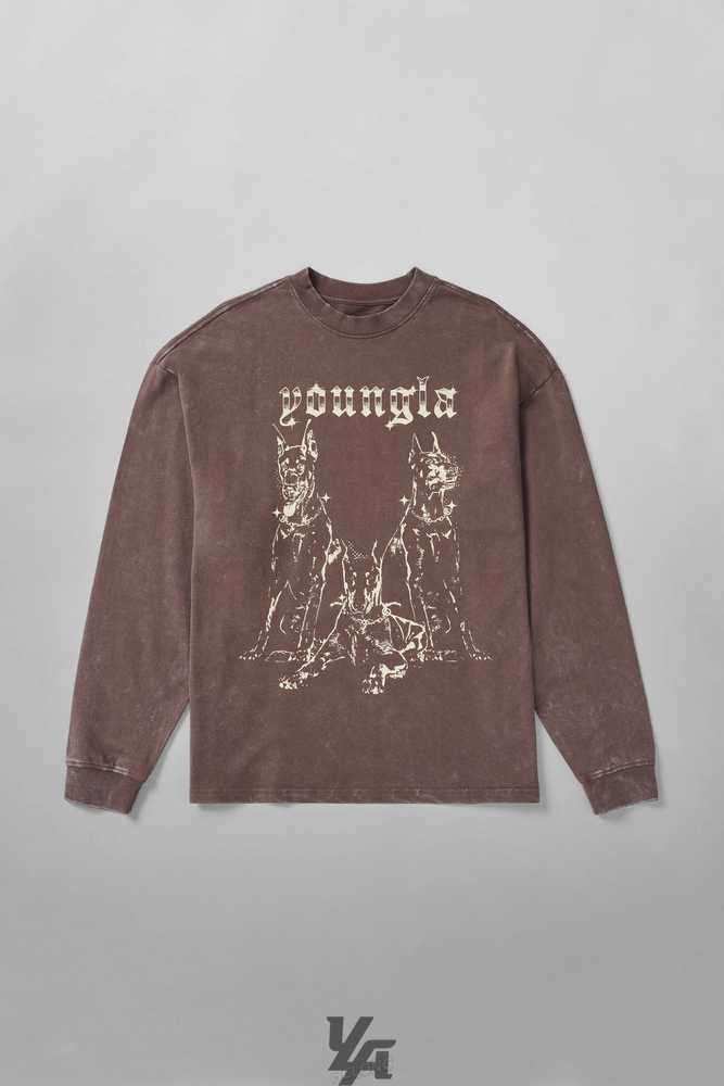 Brown Wash YoungLa 804 For All The Dogs Longsleeves | 2967-ZYFCW