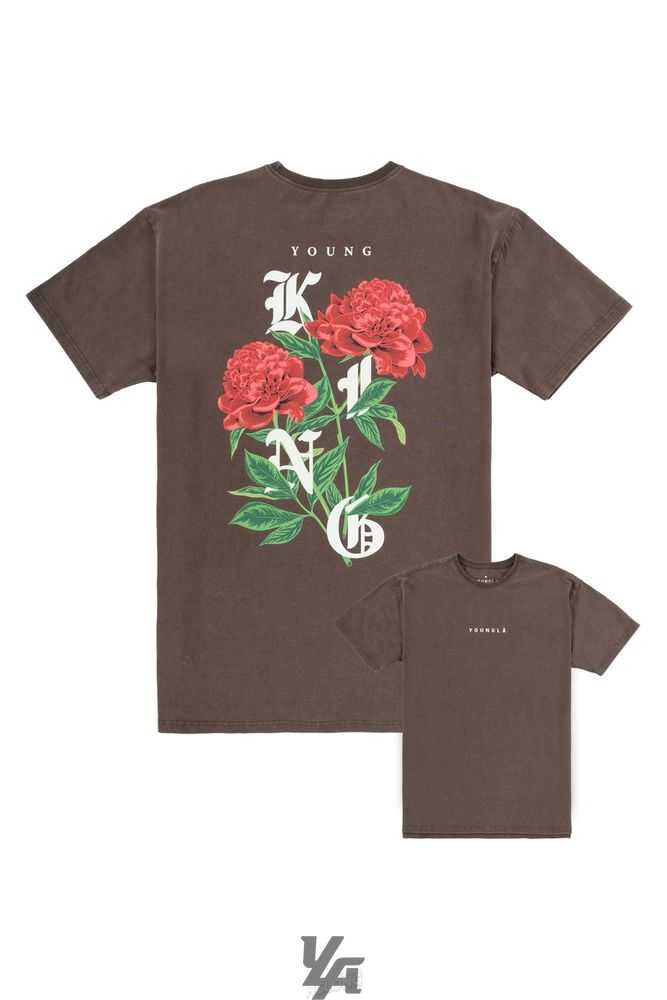 Brown Washed YoungLa 453 Young King Tees | 8230-ADNOT