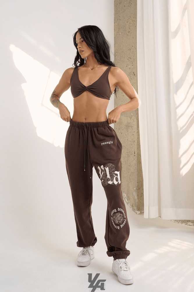 Brown YoungLa W224 Rose Joggers | 7043-AYHET