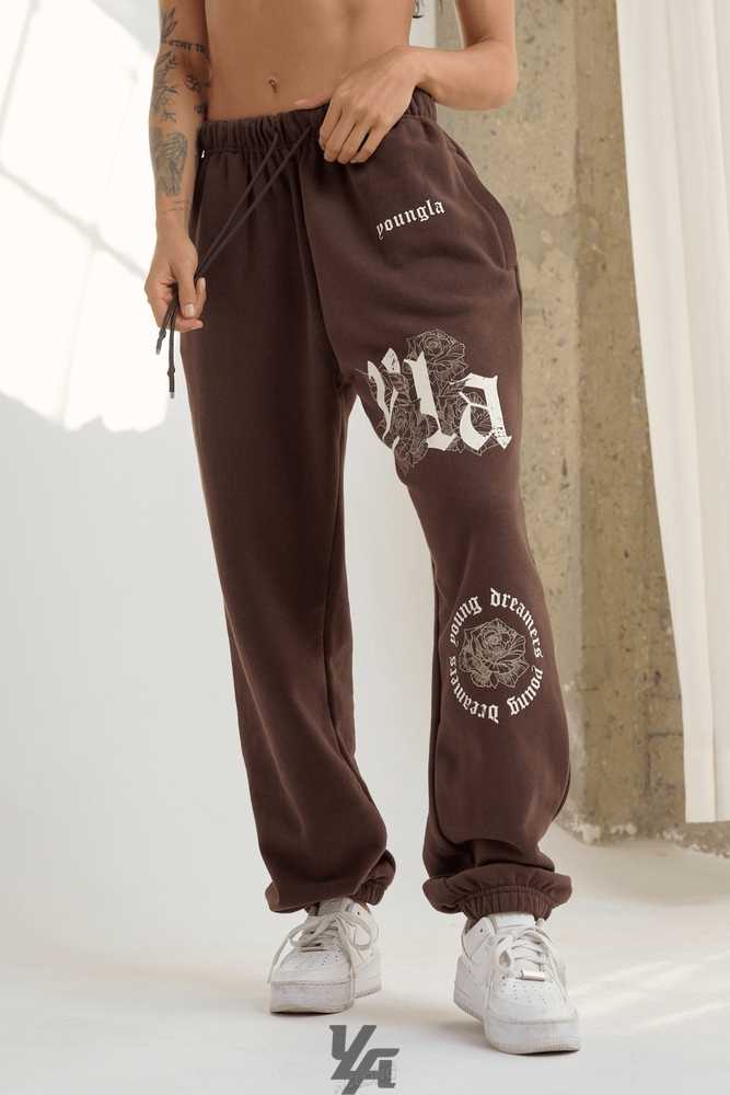 Brown YoungLa W224 Rose Joggers | 7043-AYHET