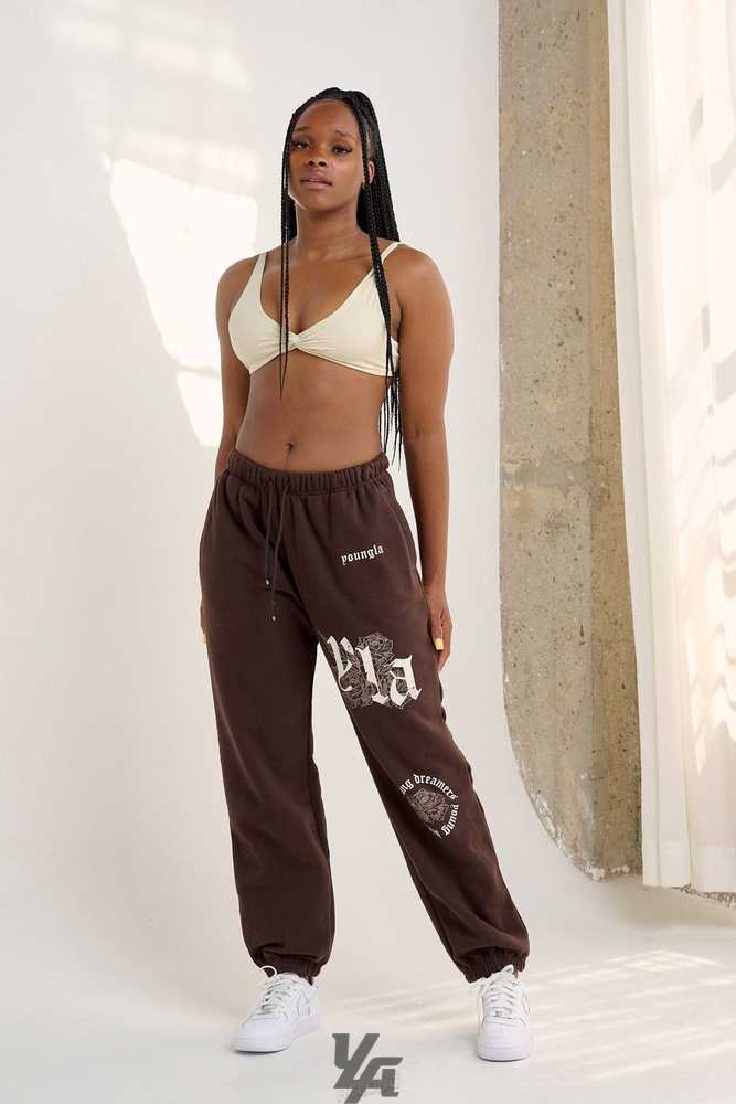 Brown YoungLa W224 Rose Joggers | 7043-AYHET