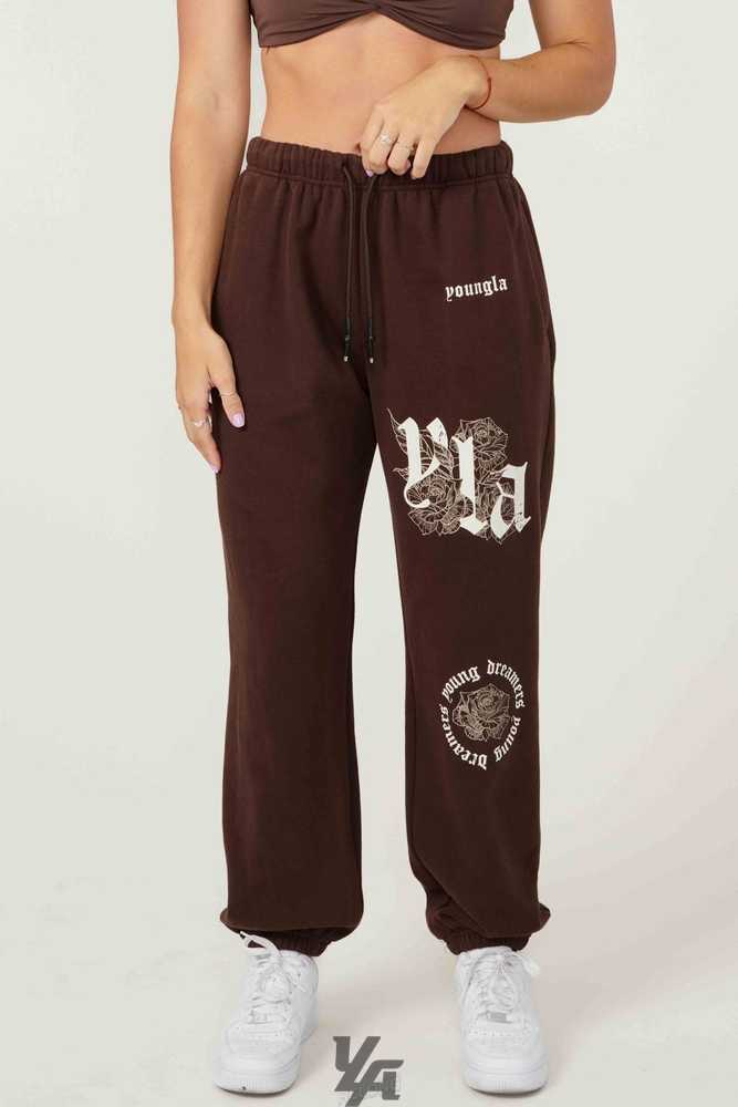 Brown YoungLa W224 Rose Joggers | 7043-AYHET