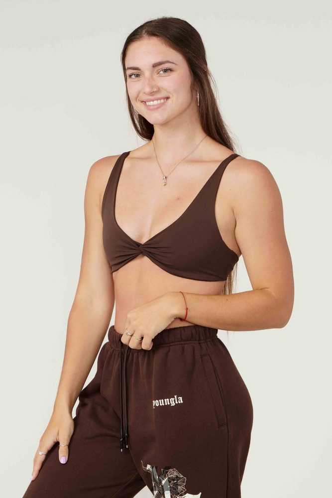 Brown YoungLa W326 Spiral Sports Bra | 0346-SMIXU