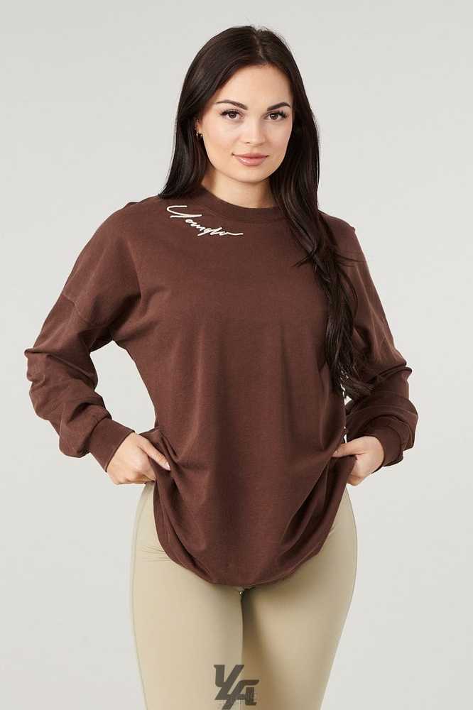 Brown YoungLa W432 - Emblem Long Sleeve Tee | 4920-LJIFA