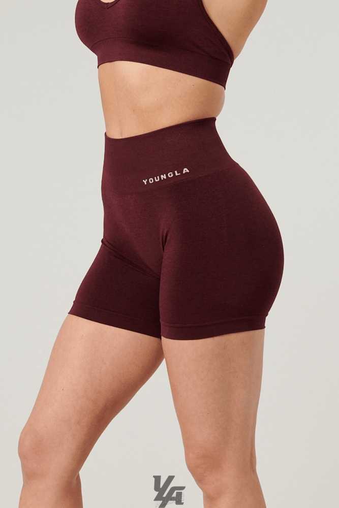 Burgundy Silk YoungLa W120 - Core seamless scrunch shorts Fall 23 | 6218-JKUFG