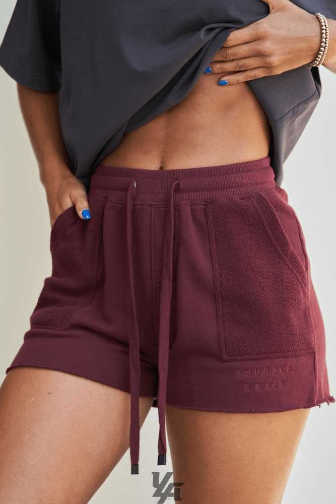 Burgundy YoungLa W114 Reversed Terry Shorts | 1049-WSTCO