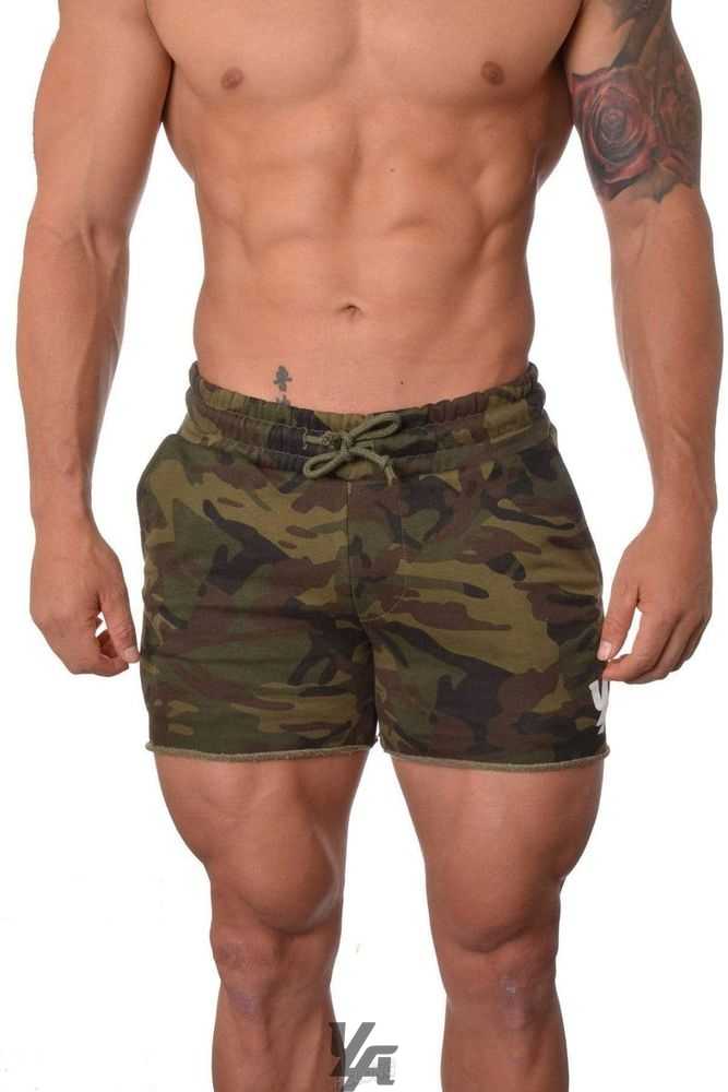 Camo Green YoungLa 102 Bodybuilding French Terry Shorts | 1358-KZHPT