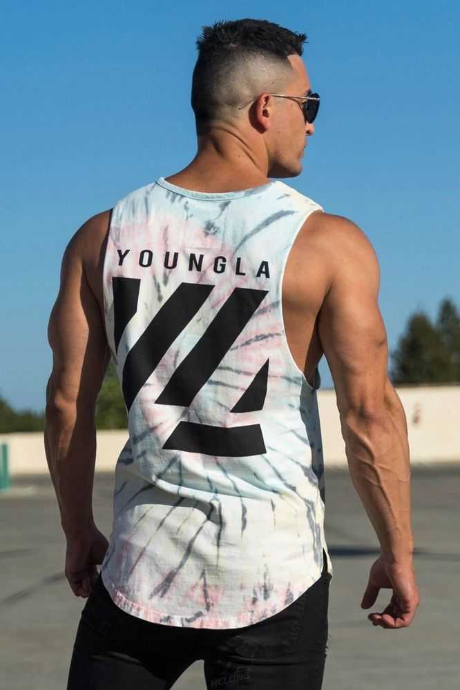 Cotton Candy YoungLa 321 Tie Dye Bloc Cut Off Tanks | 3408-NJIWC