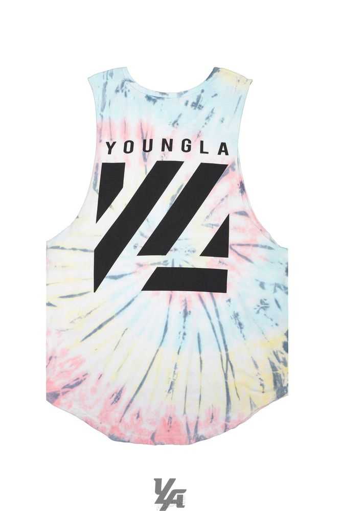 Cotton Candy YoungLa 321 Tie Dye Bloc Cut Off Tanks | 3408-NJIWC