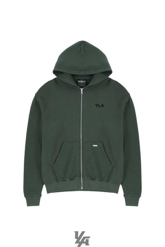 Forest Green Wash YoungLa 515 Monarch Zip-up Hoodie | 7924-YBKML