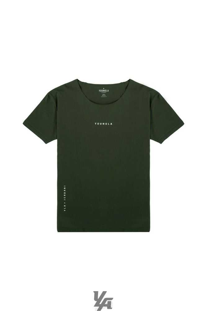 Forest Green YoungLa 447 Wide neck Raw Cut Tee | 5376-ERLOV