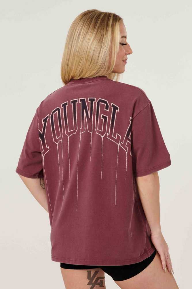 Grape Wash YoungLa W428 - Drip Oversized Tee | 1806-BDIQJ