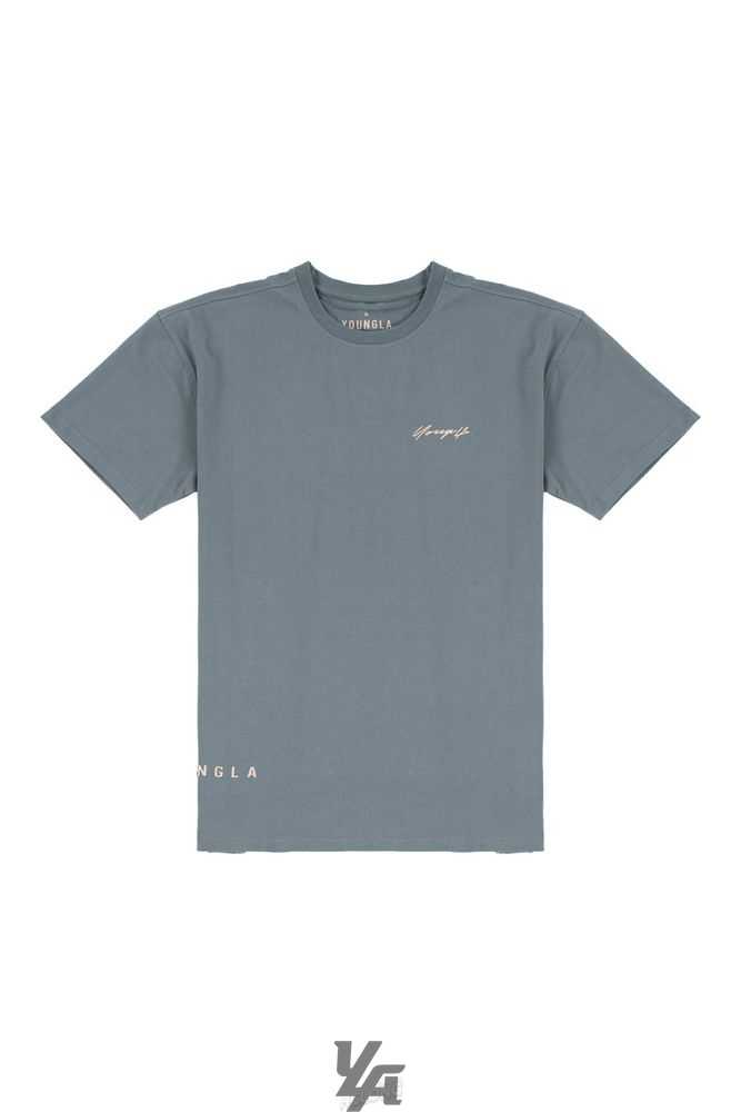 Grey Blue YoungLa 414 Signature Tees | 4328-UBQCM