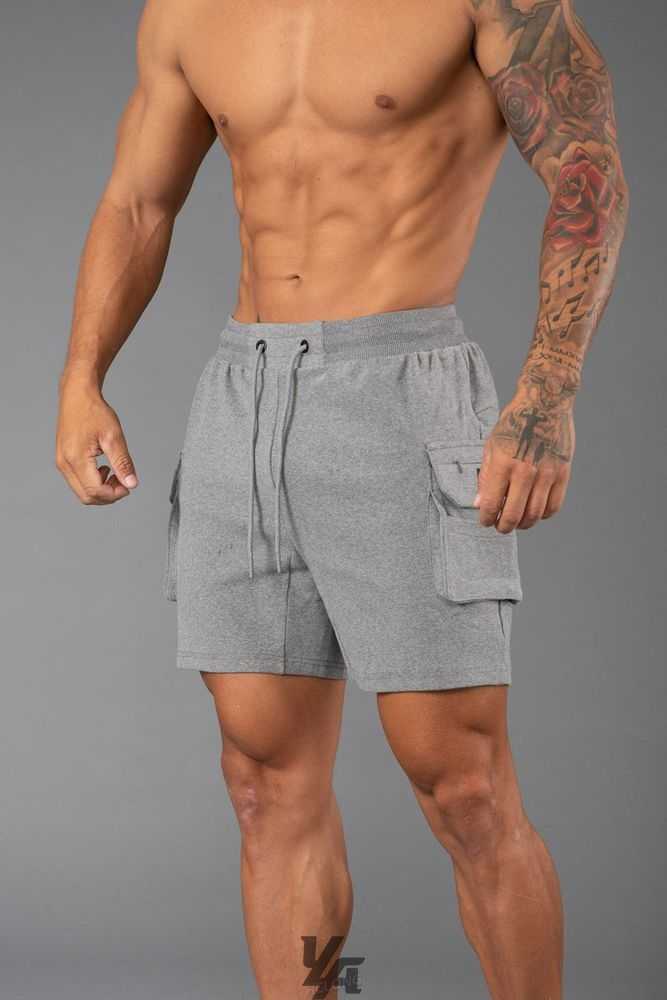 Grey Heather YoungLa 120 Cloud Cargo Shorts | 6875-JDRUE