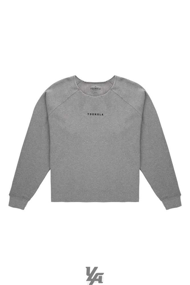 Grey Heather YoungLa 815 Raw Neck Cloud Longsleeves | 8956-QFEGW