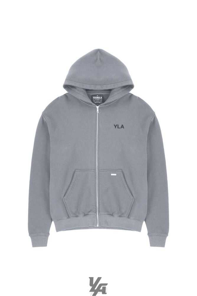 Grey Wash YoungLa 515 Monarch Zip-up Hoodie | 0629-CNWZV