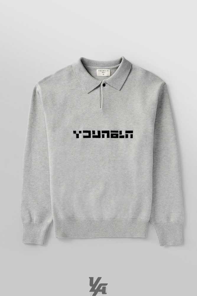 Heather Grey YoungLa 508 - Knitted Polo Longsleeves | 9543-KPMQG