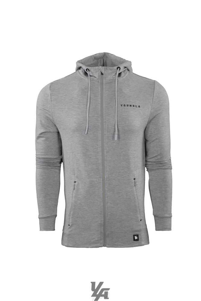 Heather Grey YoungLa 536 Night Runner Hoodies | 9314-RFTQH