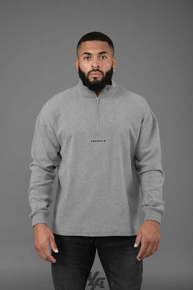 Heather Grey YoungLa 545 Cloud Quarter Zip | 0384-CIGKU