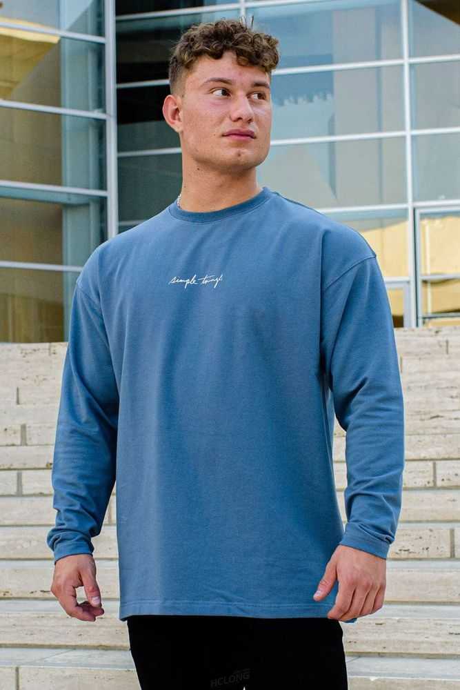 Kashmir Blue YoungLa 427 Simple Things Long Sleeve Shirt | 3879-WAKJE