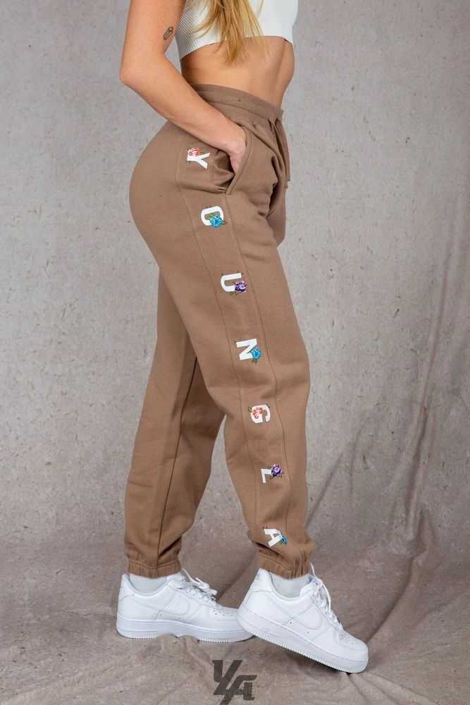 Light Brown YoungLa W203 Winter Bloom Joggers | 7438-BXUER