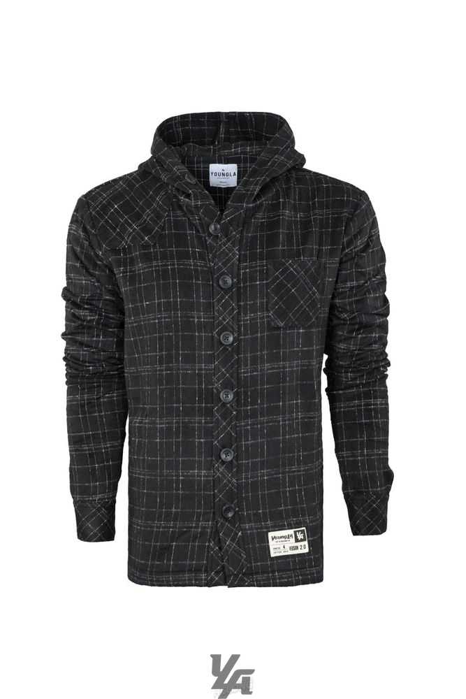 Midnight Black YoungLa 431 Hooded Flannels | 3516-WACPM