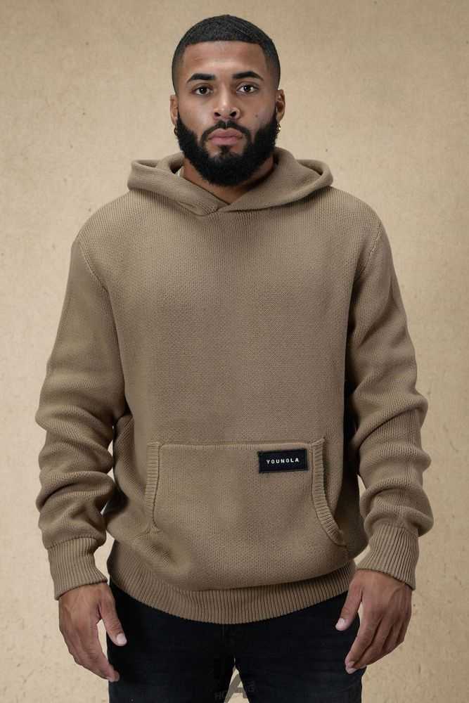 Mocha YoungLa 547 Mojave Knitted Hoodies | 8654-OCRMW