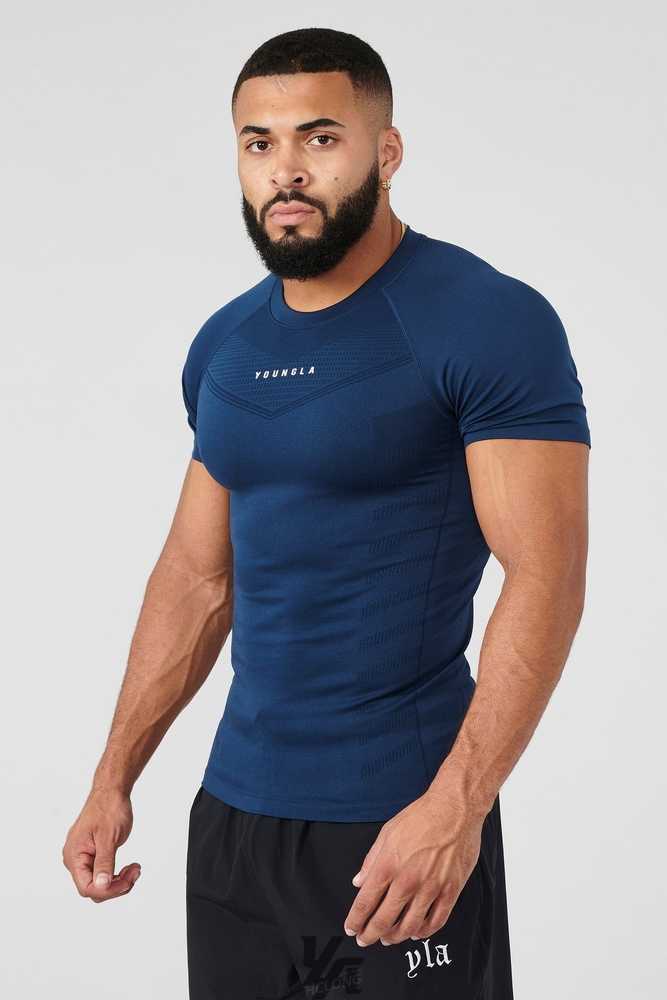 Navy YoungLa 475 SuperVillain Compression Tees | 4726-BAEYZ