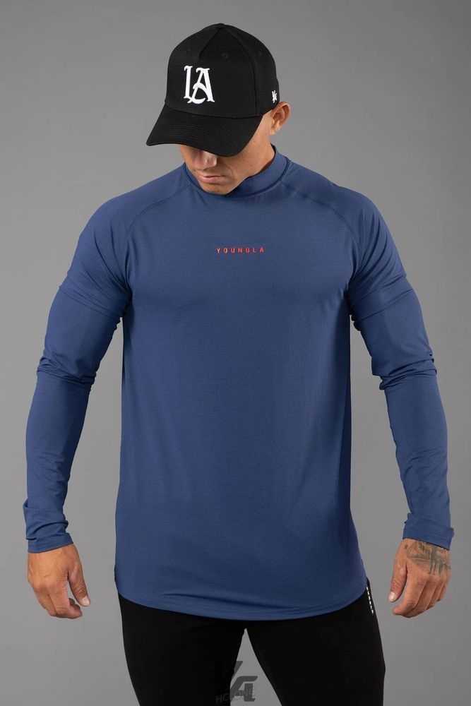 Navy YoungLa 808 High Neck Compression Shirt | 3947-MFZGN