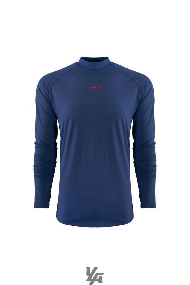 Navy YoungLa 808 High Neck Compression Shirt | 3947-MFZGN