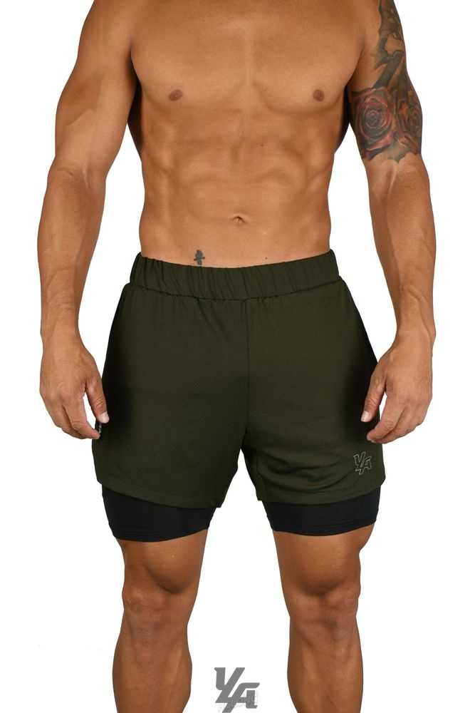 Olive/Black YoungLa 105 Compression Shorts 2.0 | 1085-RQTZM