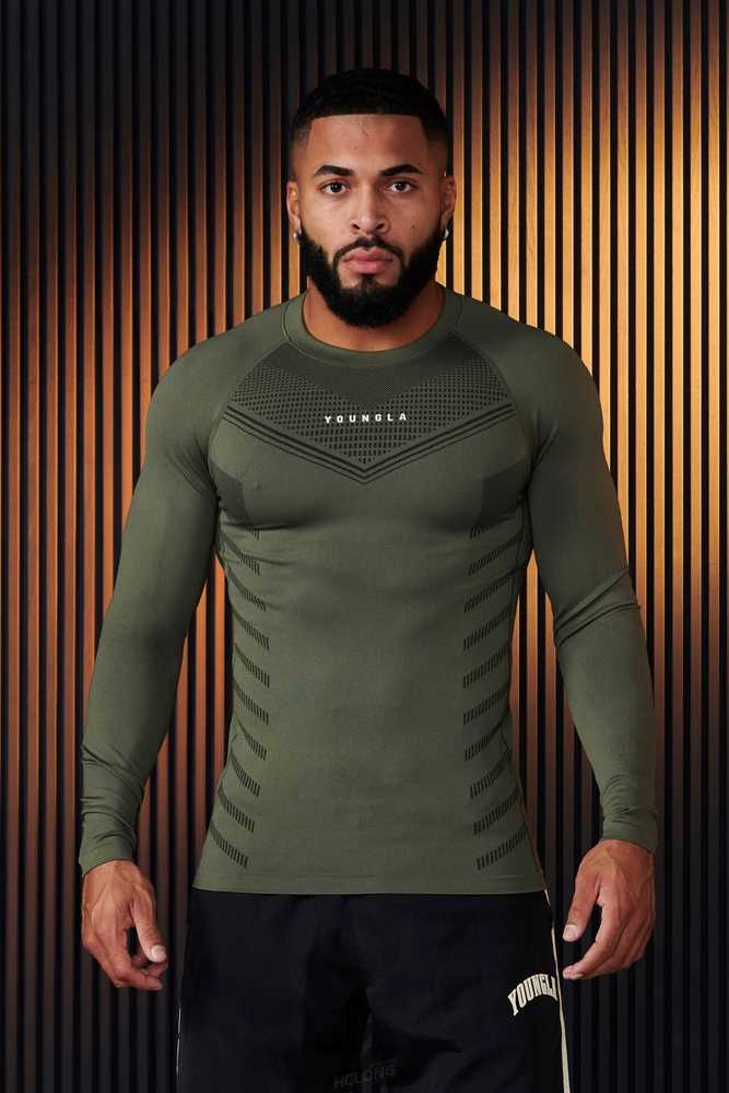 Olive Green YoungLa 833 - Superhero Compression Longsleeves | 6813-HBTEO