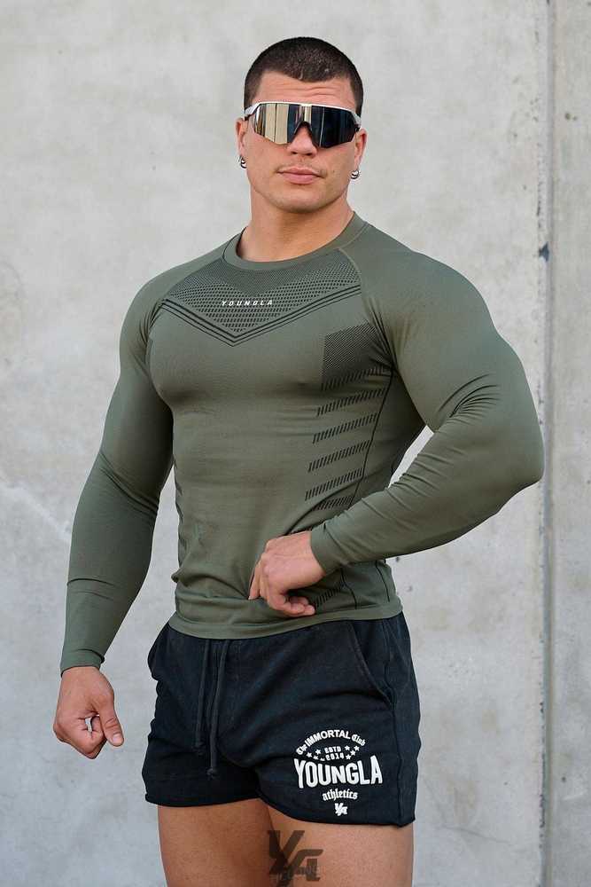 Olive Green YoungLa 833 - Superhero Compression Longsleeves | 6813-HBTEO