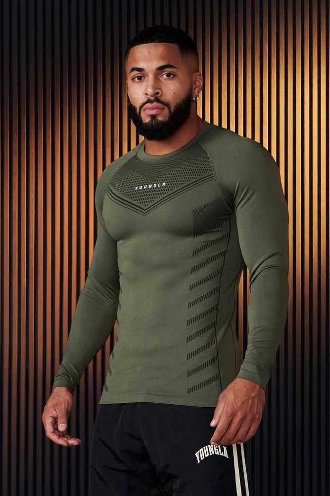 Olive Green YoungLa 833 - Superhero Compression Longsleeves | 6813-HBTEO