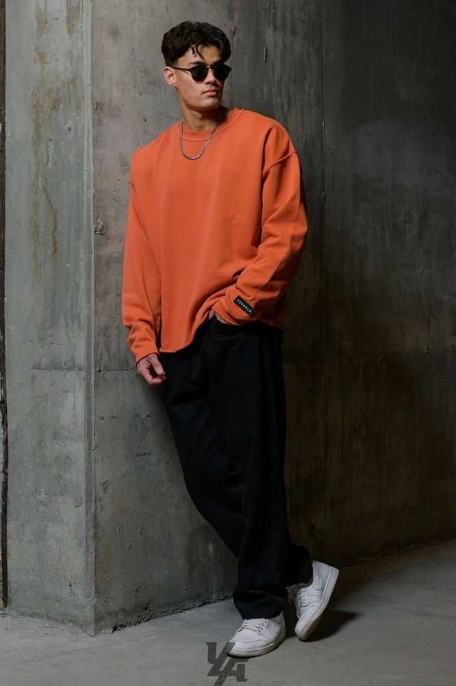 Orange Wash YoungLa 821 Anarchy Crewnecks | 2056-BYDRF