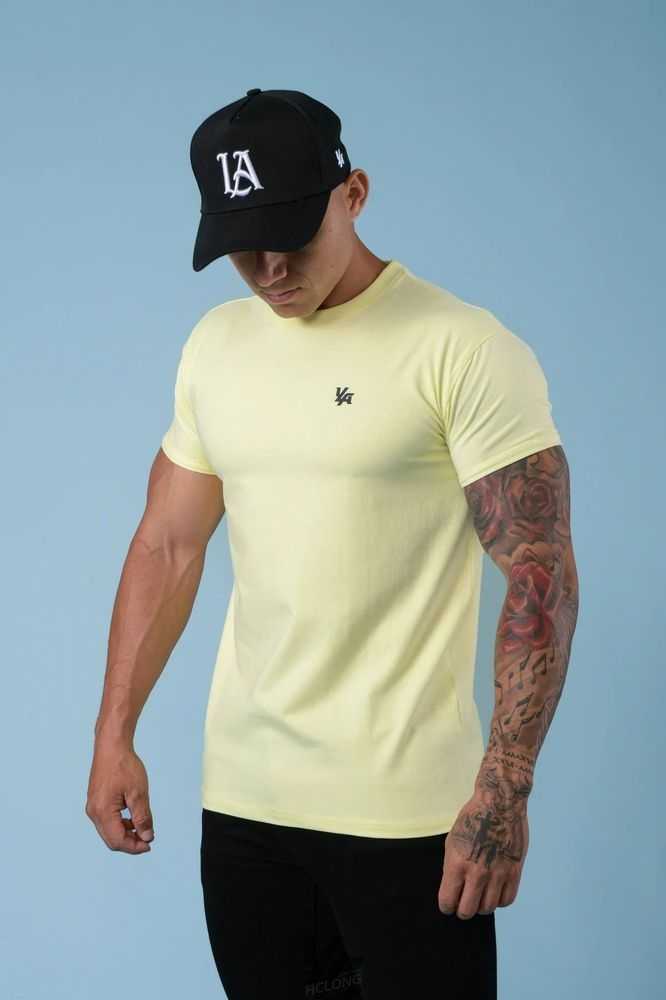 Pastel Yellow YoungLa 425 Rolled Cuff Straight Bottom Tees | 8547-XOEBR