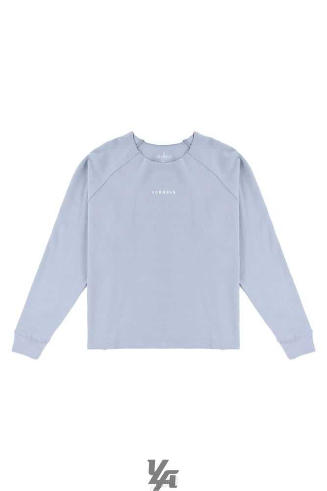 Pearl Blue YoungLa 815 Raw Neck Cloud Longsleeves | 9736-PNSEF