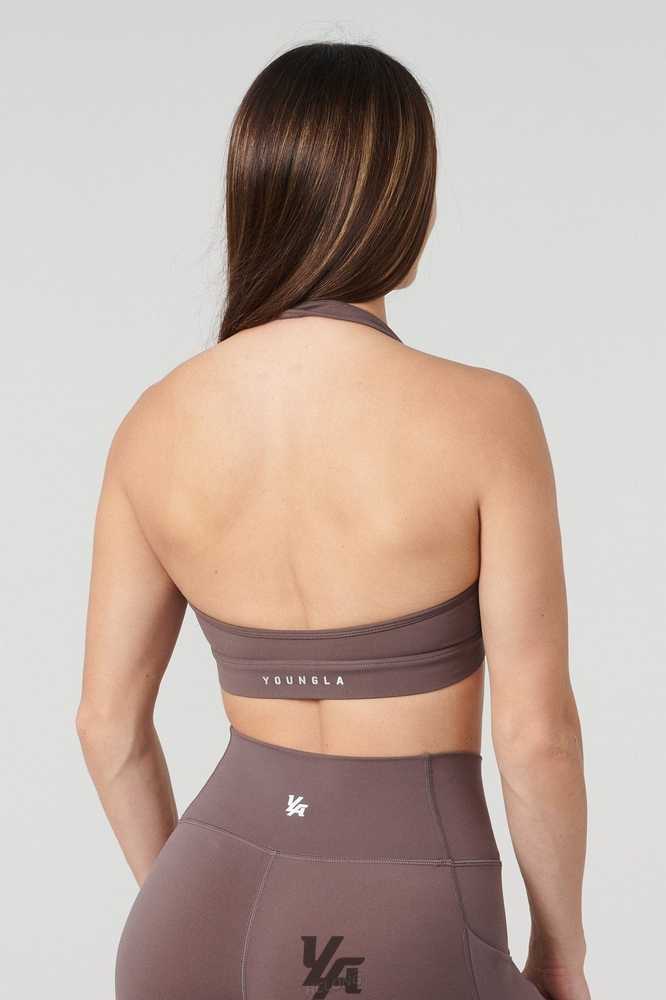 Plum Truffle YoungLa W320 Power Backless Sports Bra | 9248-YNZKQ