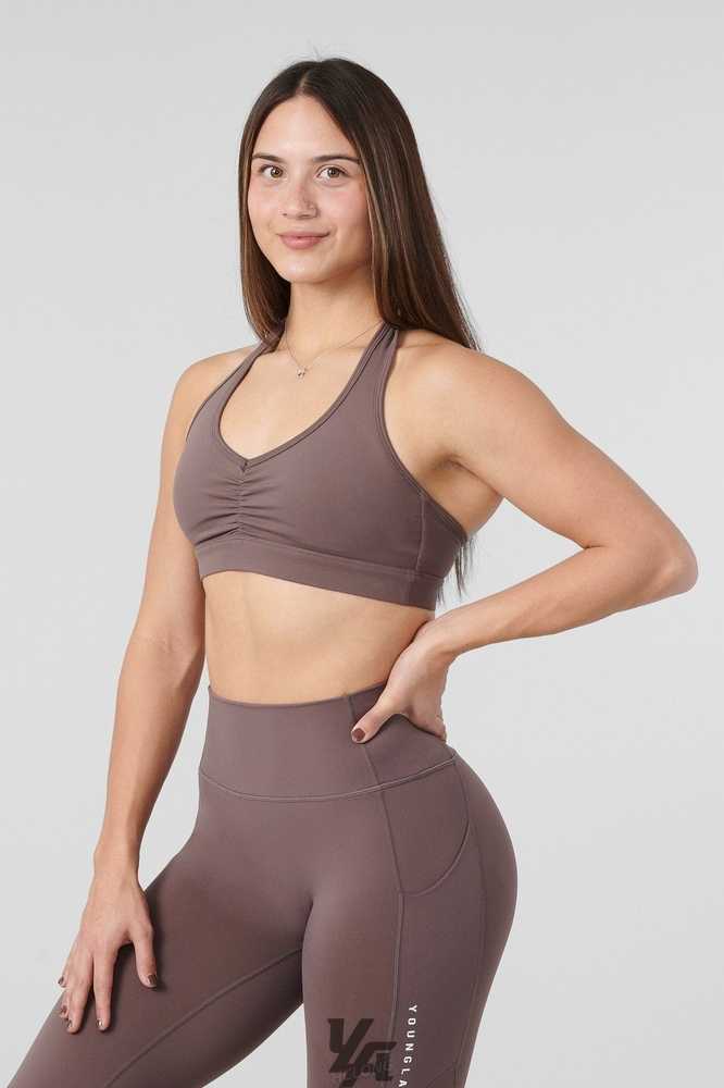 Plum Truffle YoungLa W320 Power Backless Sports Bra | 9248-YNZKQ