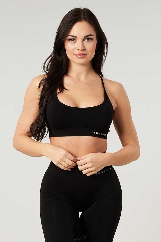 Polished Black YoungLa W329 - Core Seamless scoop neck bra | 1854-HVAYE