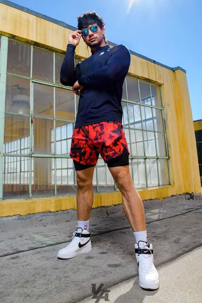 Red Camo YoungLa 138 Trilogy Camo Compression Shorts | 7845-ATFRD