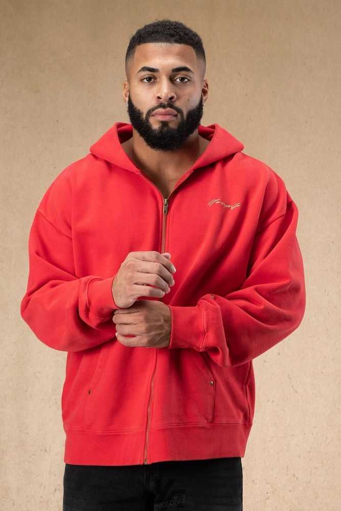 Red Wash YoungLa 546 Rivet Zipup Hoodies | 1720-AEKTR