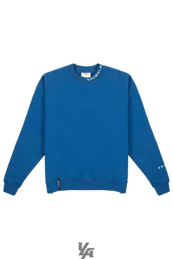 Royal Blue YoungLa 557 Trademark Crewnecks | 9526-VFEIX