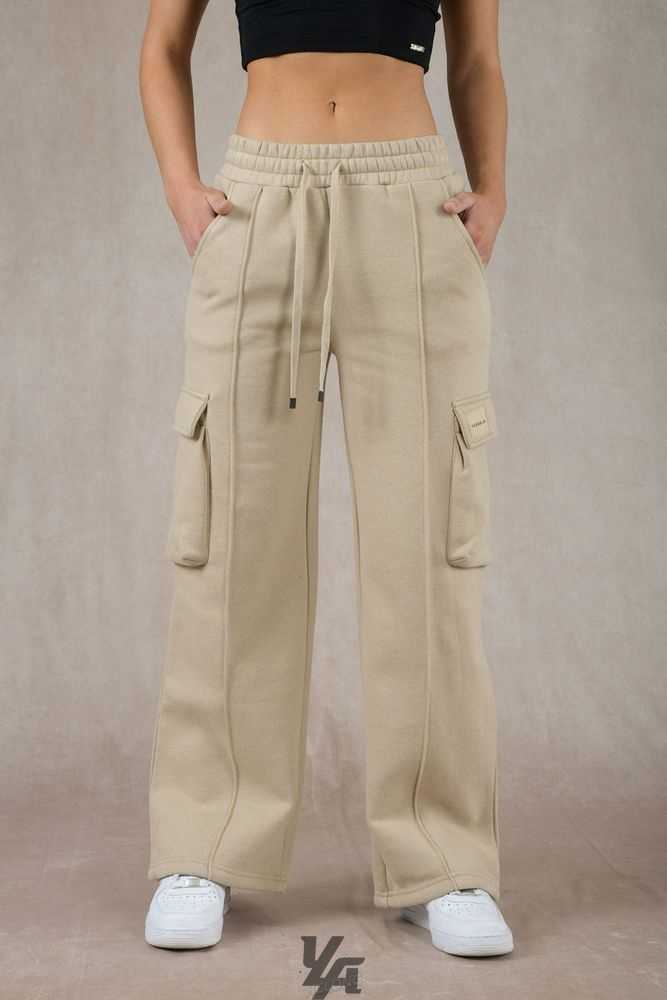 Sandstone Beige YoungLa W216 - Cargo Fleece Joggers | 9023-GBNRE