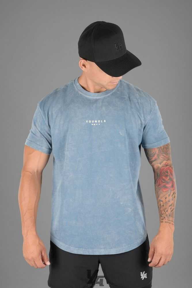 Sky Blue Wash YoungLa 405 Tee Wavy Collection | 7890-DWIES