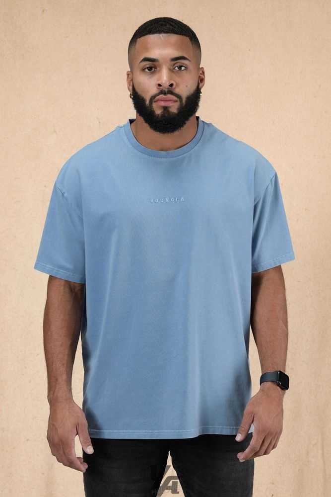 Sky Blue Wash YoungLa 420 Essential Oversized Tee | 1602-AQRIW