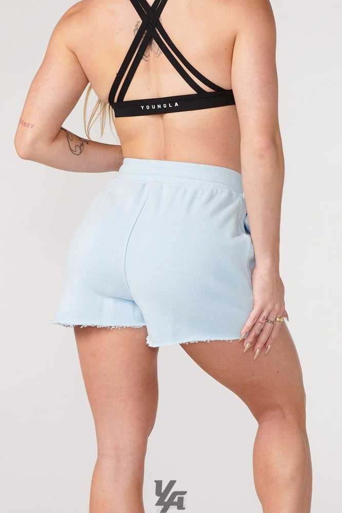 Sky Blue YoungLa W114 Reversed Terry Shorts | 3078-FJCTS