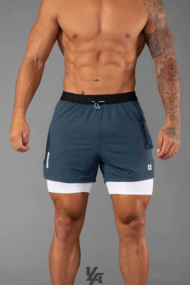 Slate Blue YoungLa 121 Performance Line Compression Shorts | 2504-AMRFH