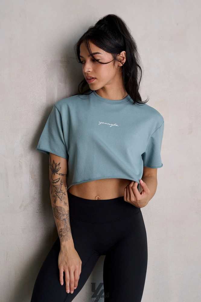 Slate YoungLa W426 - Not So Basic Cropped tee | 2731-AYWDK